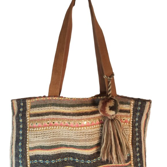 Lovestitch Shopper Hobo Hippie Bag with Tassel Sequins & Suede New w/Tag #D44471 - Picture 6 of 15